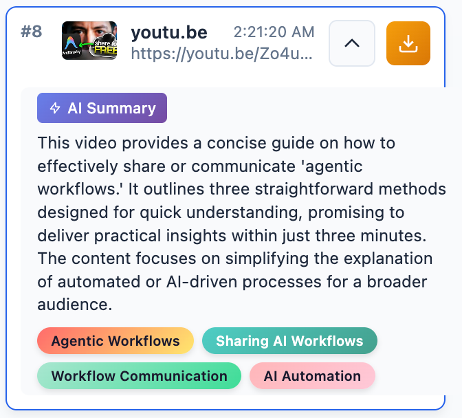 ReFind AI-generated summary of a YouTube video or article